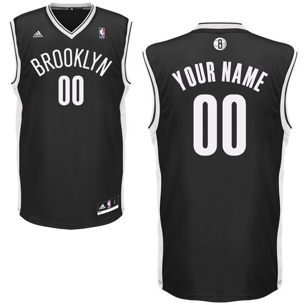 Men Adidas Brooklyn Nets Custom Replica Road Black NBA Jersey